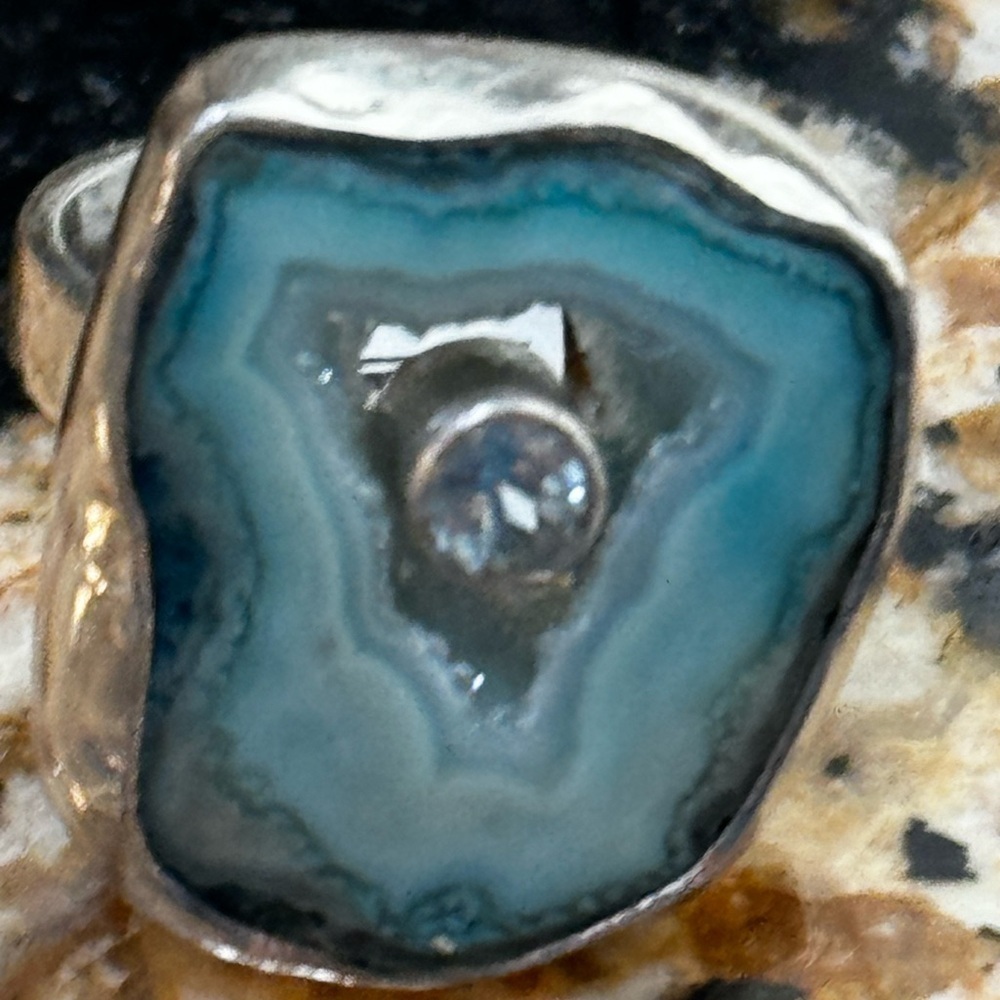 NWT Sea foam agate and topaz set in .925 Sterling silver - Picture 12 of 12